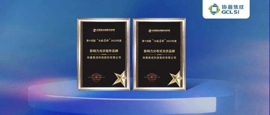 350vip8888新葡的京集团集成荣膺第十四届“北极星杯” 2025年度光伏影响力品牌双项大奖